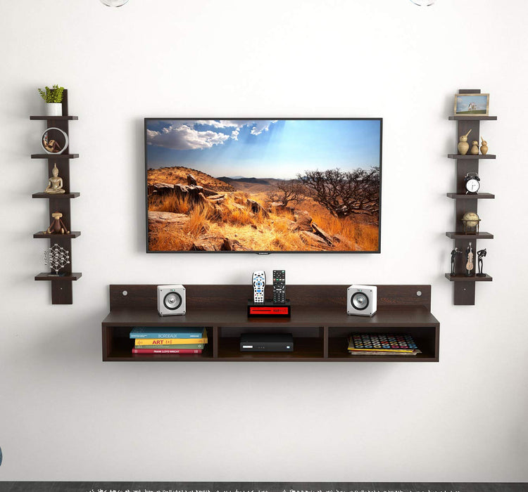 Relo TV Wall Unit with Display Shelves, Wenge, for Upto 50"