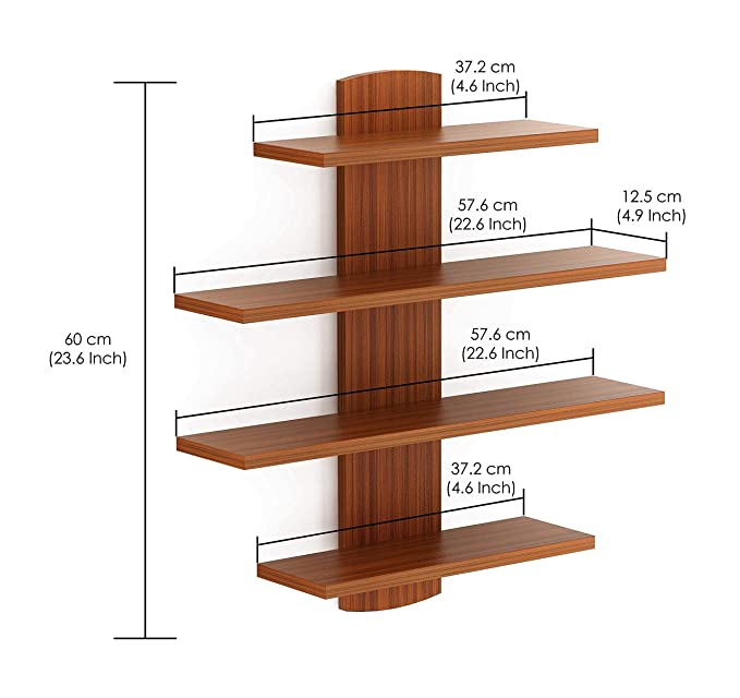 Caselle Wall Shelf 4 shelves |Walnut