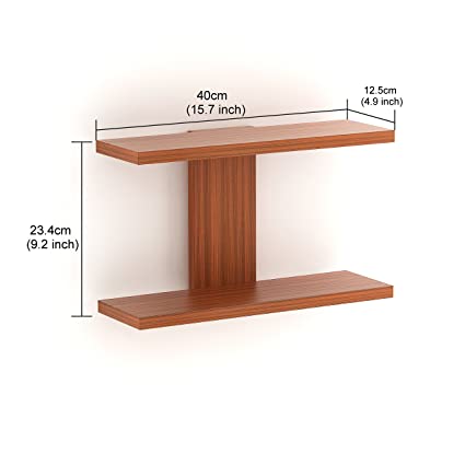 Stellar Plus Wall Decor Shelf, Display Rack, 2 Shelves |Walnut