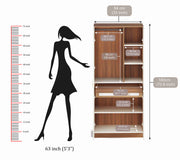 Andrie 2 Door Wardrobe with Drawer |Walnut & White