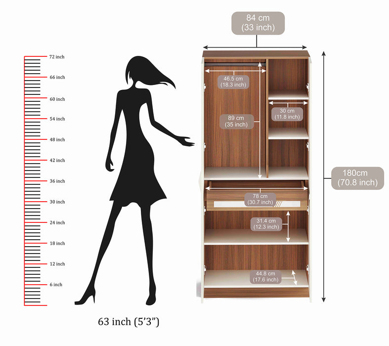 Andrie 2 Door Wardrobe with Drawer