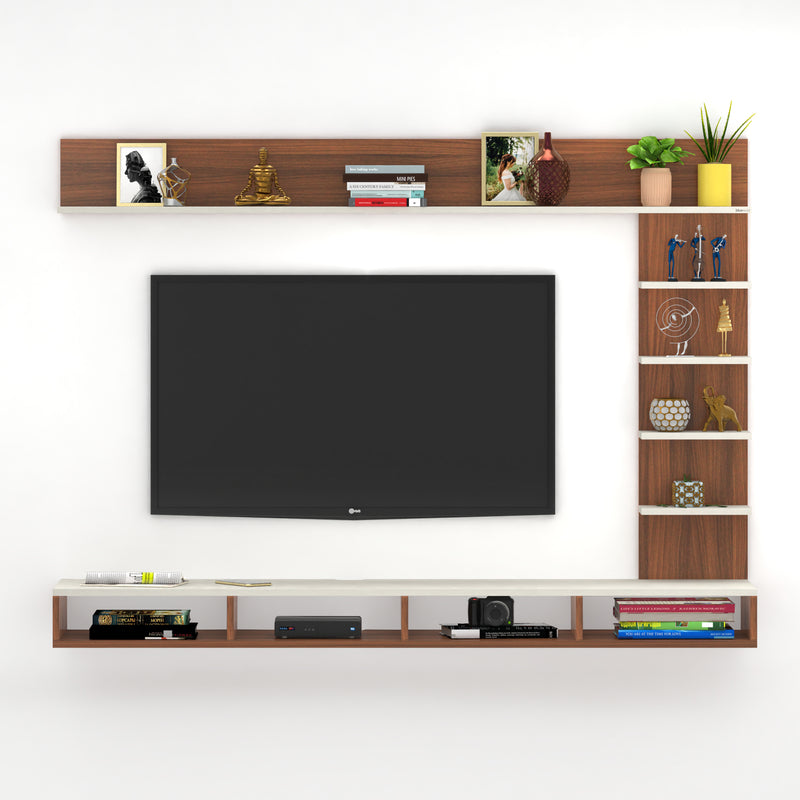 Primax Plus TV Unit Large, Ideal for Up to 50" |Walnut & Frosty White