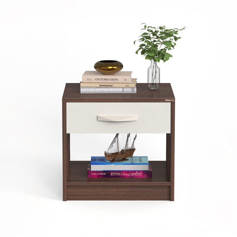 Oliver Bed Side Table with Drawer |Wenge & Frosty