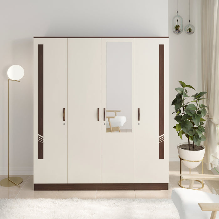 Andrie 4 Door Wardrobe with Mirror & Drawer