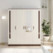 Andrie 4 Door Wardrobe with Mirror & Drawer |Wenge & Frosty White