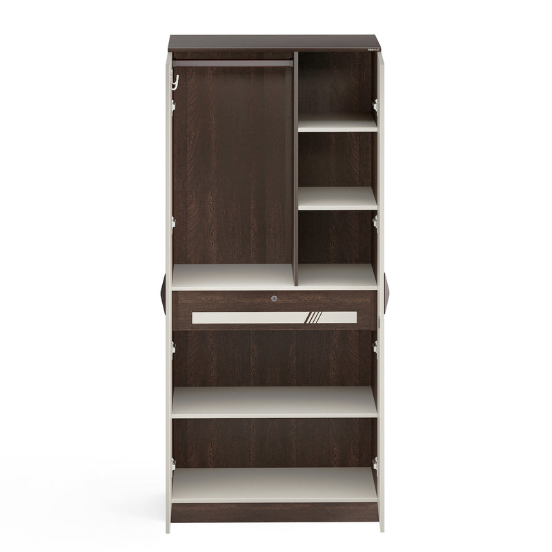 Andrie 2 Door Wardrobe with Mirror and Drawer |Wenge