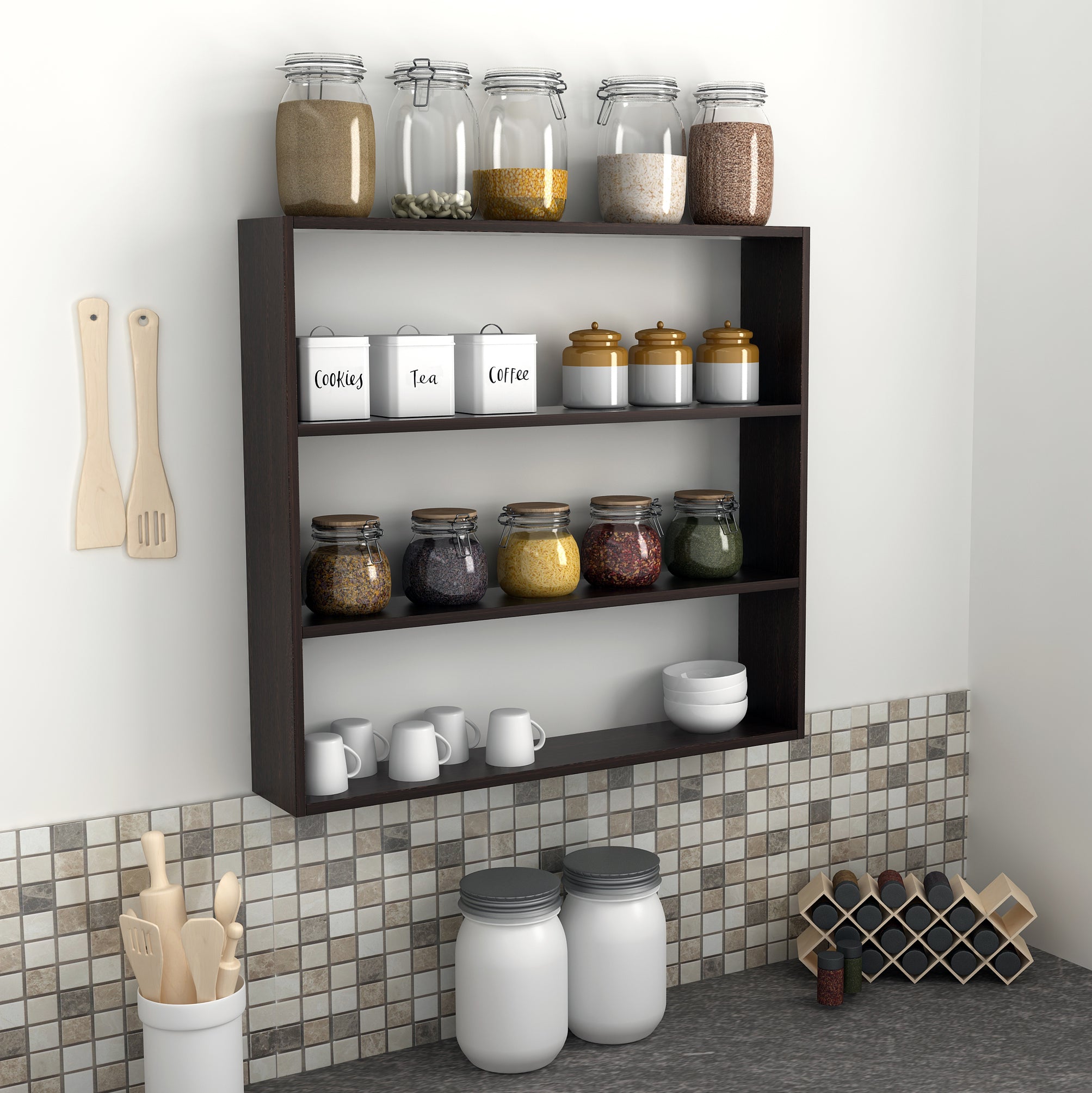 Jasden Wall Mount Multipurpose Kitchen Storage Rack - Slim Profile ...