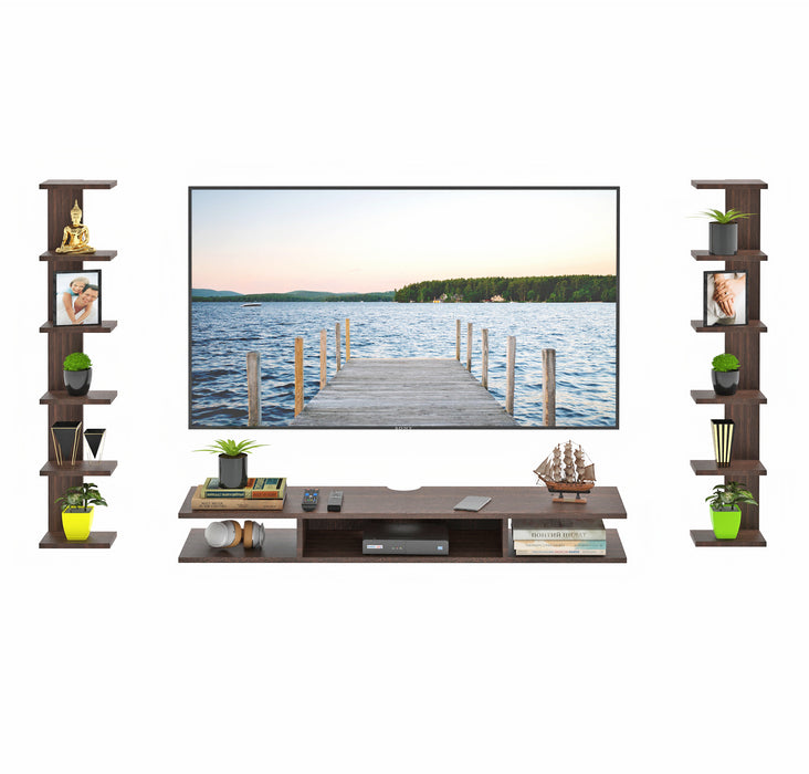 Bluewud Estoye Engineered Wood Wall Mount TV Entertainment Unit (Wenge - Large)