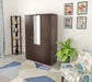 Bluewud Andrie Engineered Wood 3 Door Wardrobe With Full Length Mirror & Drawer (Wenge)