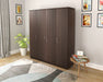 Bluewud Andrie Engineered Wood 4 Door Wardrobe With Drawer (Wenge)