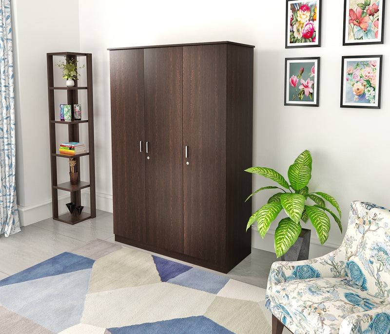 Bluewud Andrie Engineered Wood 3 Door Wardrobe With Drawer (Wenge)