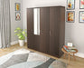 Bluewud Andrie 4 Door Wardrobe with Full Mirror and Drawer (Wenge)