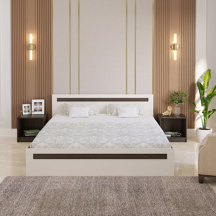 Maltein Queen Size Bed |Wenge & White