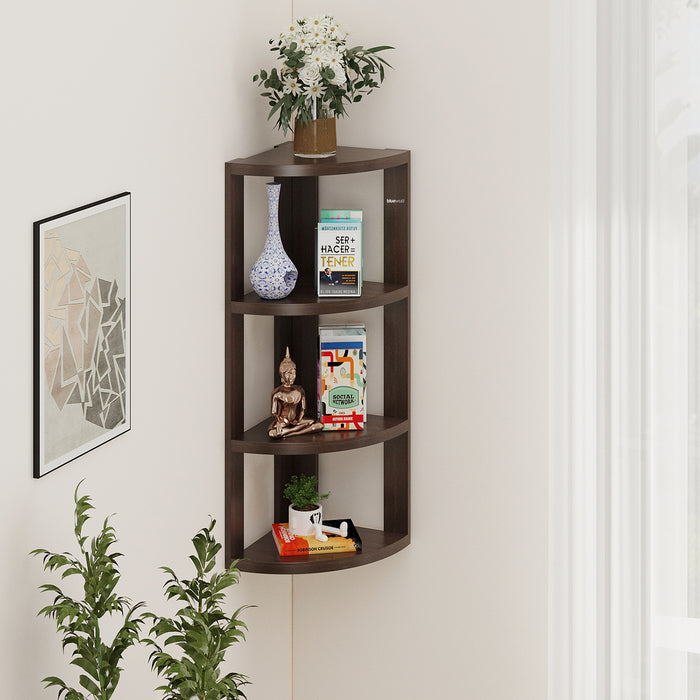 Bluewud Alba Floor Standing Corner Shelf  |Wenge