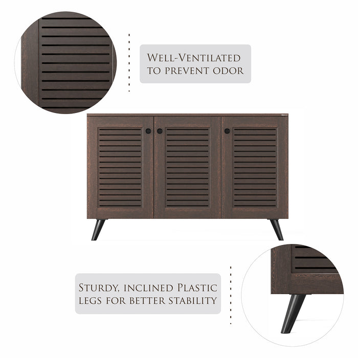 Carlem 3 Doors Shoe Rack Cabinet |Wenge