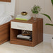 Oliver Bed Side Table with Drawer |Walnut & Frosty