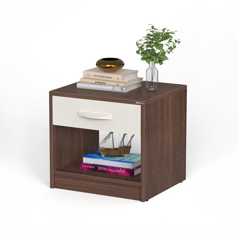 Oliver Bed Side Table with Drawer |Wenge & Frosty