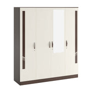 Andrie 4 Door Wardrobe with Mirror & Drawer |Wenge & Frosty White