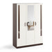 Andrie 3 Door Wardrobe with Mirror and Drawer |Wenge & Frosty White