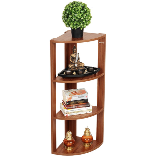 Bluewud Alba Floor Standing Corner Shelf  |Walnut