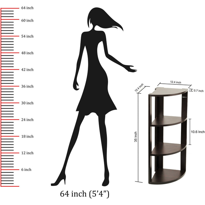 Bluewud Alba Floor Standing Corner Shelf  |Wenge