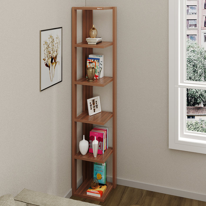 Albert Floor Standing Corner Shelf |Walnut