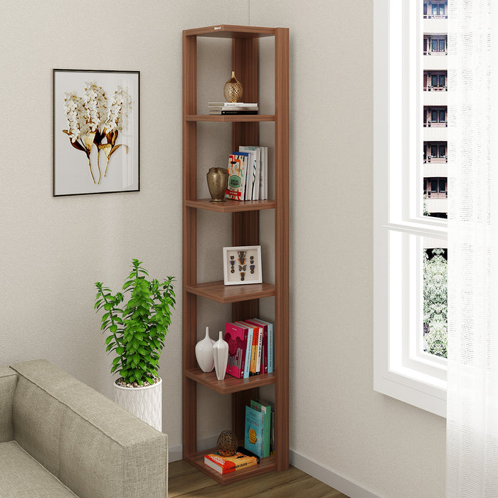 Albert Floor Standing Corner Shelf |Walnut