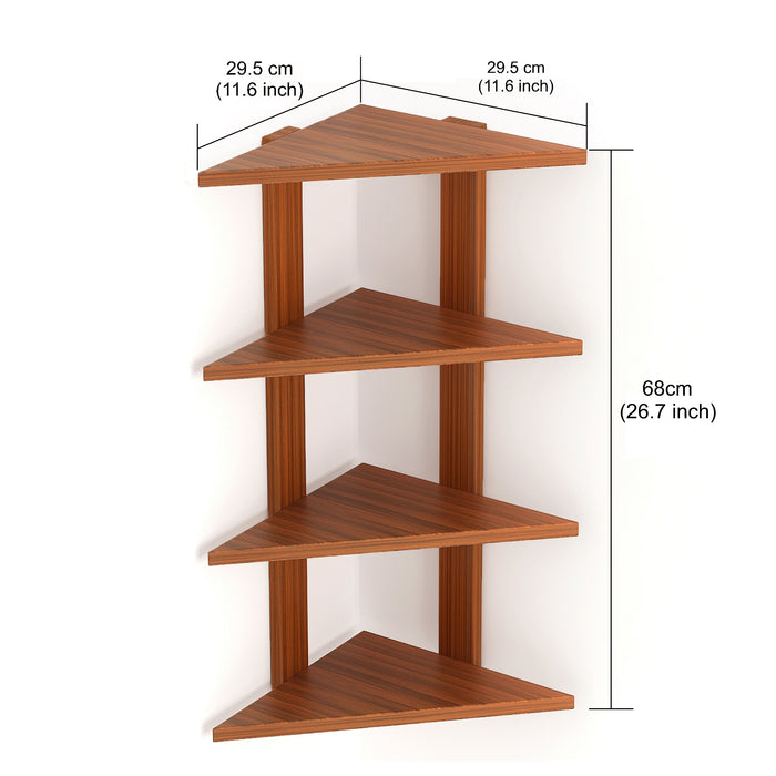 Braine Corner Shelf (4 Shelf) |Walnut