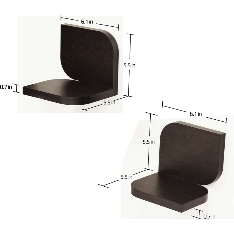 Feuille Wall Shelf  (Wenge, Set of 2) - Bluewud