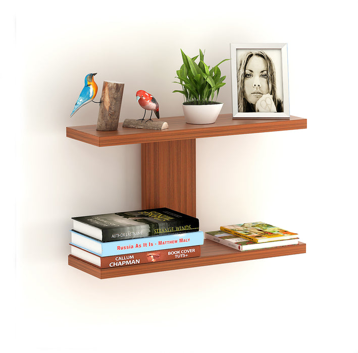 Stellar Plus Wall Decor Shelf, Display Rack, 2 Shelves |Walnut