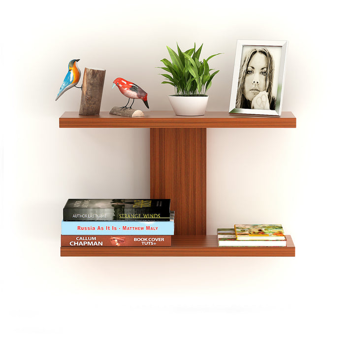 Stellar Plus Wall Decor Shelf, Display Rack, 2 Shelves |Walnut
