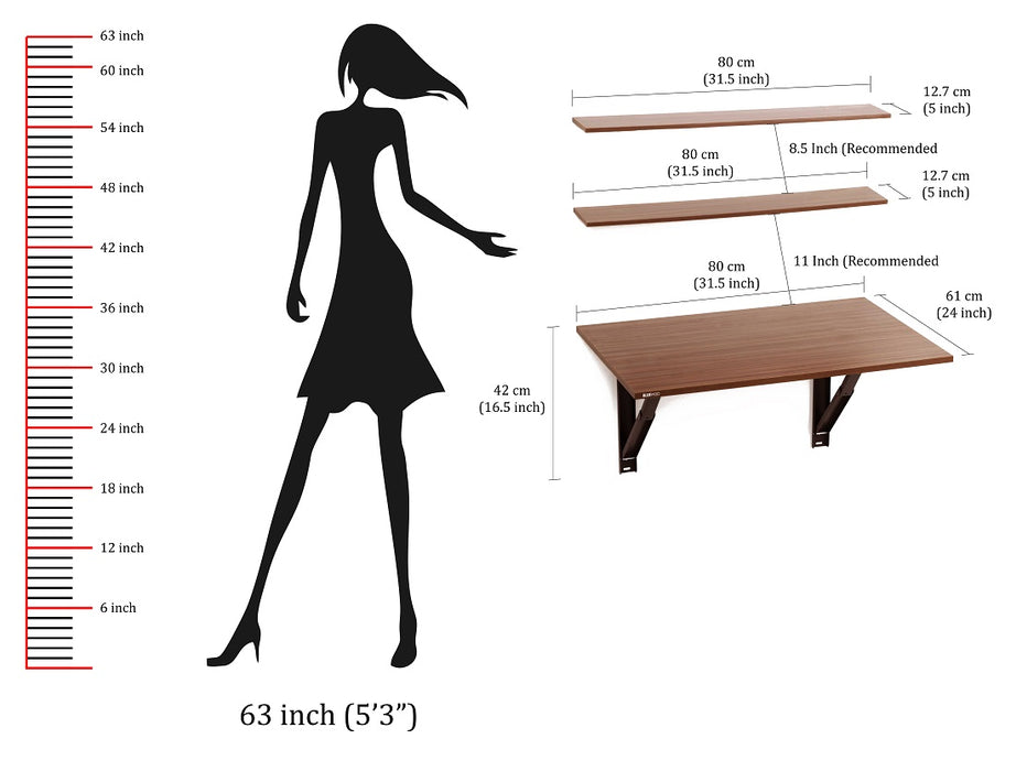 Hemming Wall/shelf Study Table |Walnut