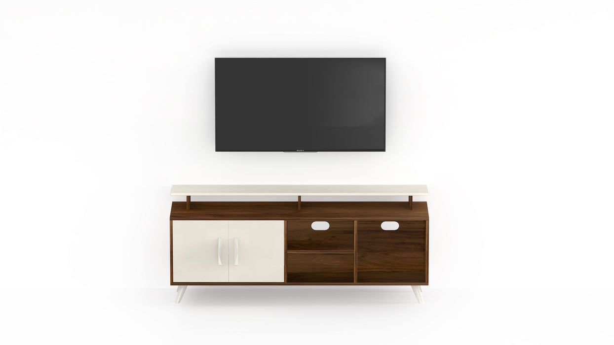 Skiddo TV Unit, Ideal for 55" |Brown Maple & Frosty