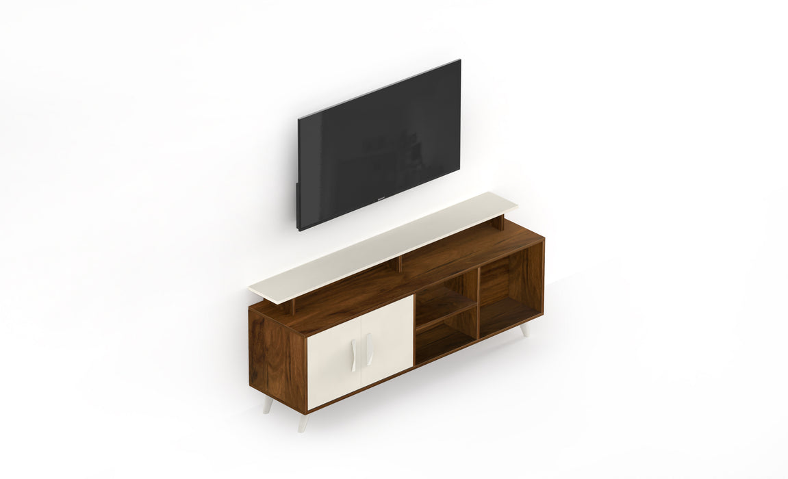 Skiddo TV Unit, Ideal for 55" |Brown Maple & Frosty