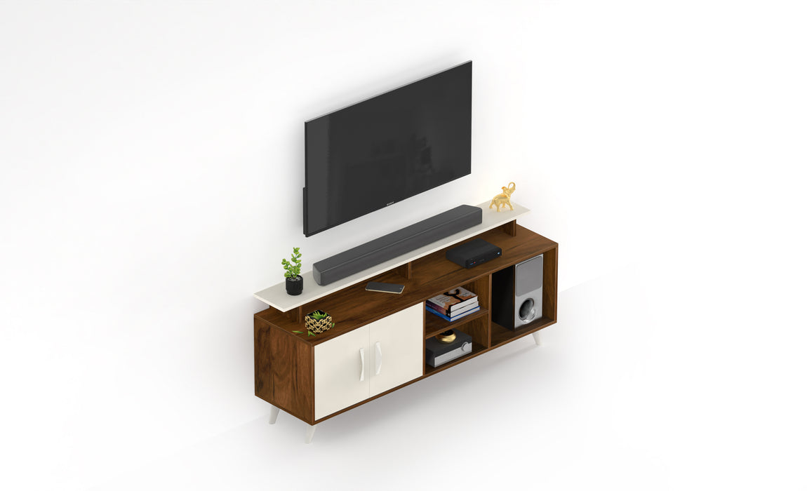 Skiddo TV Unit, Ideal for 55" |Brown Maple & Frosty