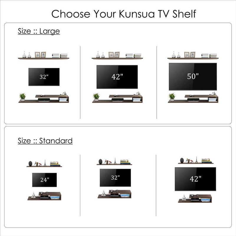 Kunsua Engineering Wood Wall Mount TV Entertainment Unit Set Top Box Stand/TV |Wenge