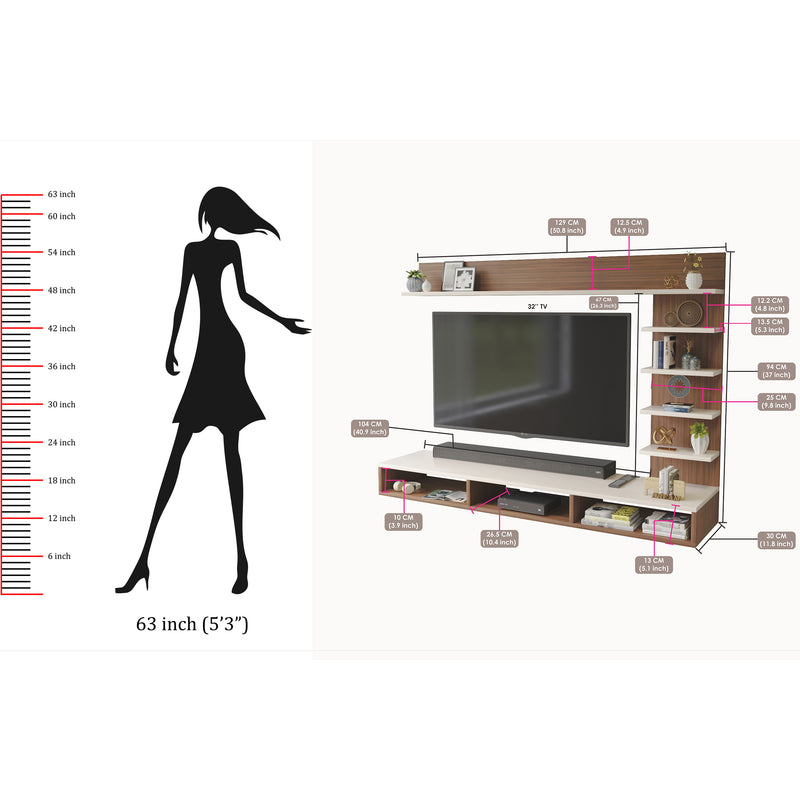 Primax Plus tv Unit Standard, Ideal for Up to 32" |Walnut & Frosty