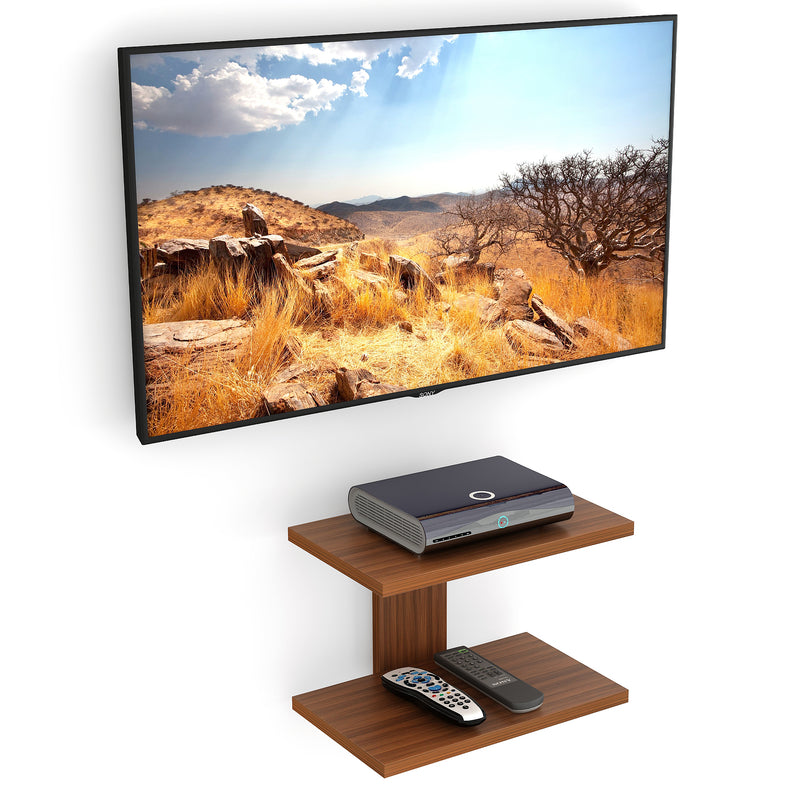 Stellar Plus Tv Wall Unit, Set Top Box Stand Wenge (Up to 32") |Walnut