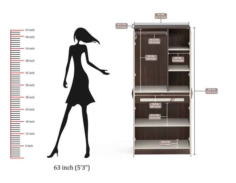 Andrie 2 Door Wardrobe with Drawer