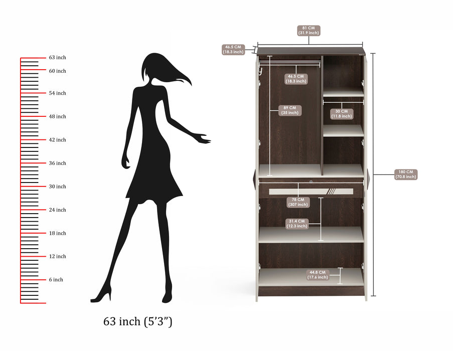 Andrie 2 Door Wardrobe with Drawer