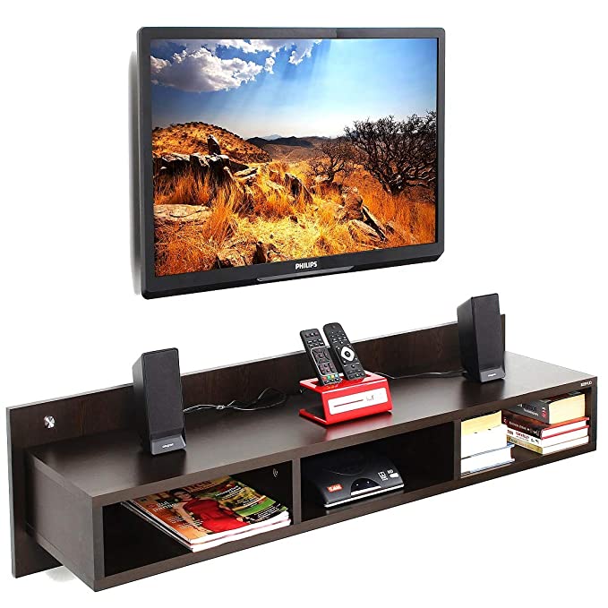 Relo TV Wall Unit with Display Shelves, Wenge, for Upto 50"