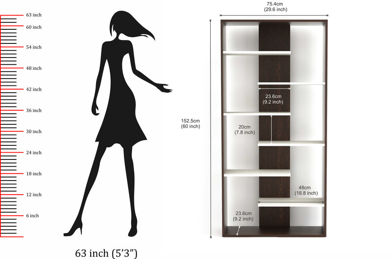Maxelle Bookshelf (Large) |Wenge & White