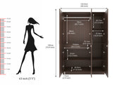 Bluewud Andrie Engineered Wood 3 Door Wardrobe With Drawer (Wenge)