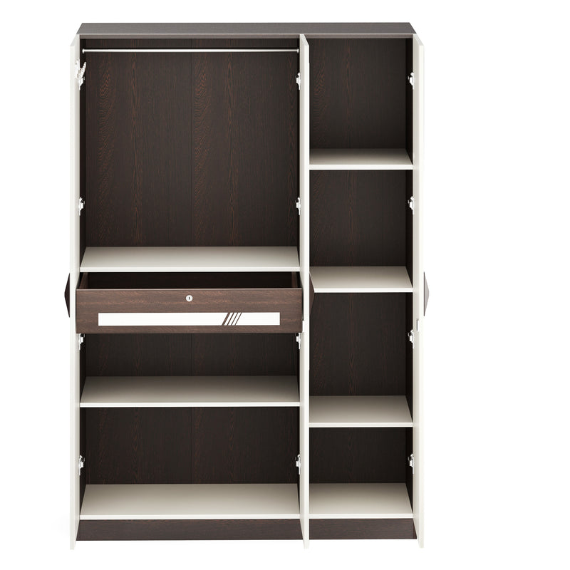 Andrie 3 Door Wardrobe with Mirror and Drawer |Wenge & Frosty White