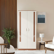 Andrie 2 Door Wardrobe with Drawer |Walnut & White