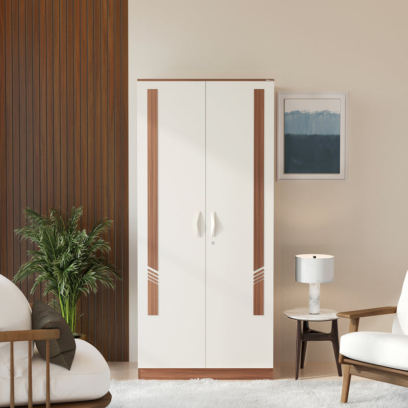 Andrie 2 Door Wardrobe with Drawer |Walnut & White