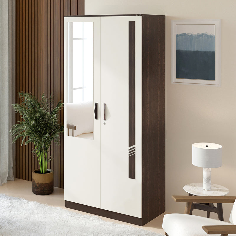 Andrie 2 Door Wardrobe with Mirror and Drawer |Wenge