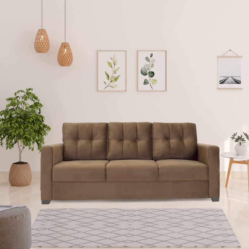 Denise Velvet Fabric 3 Seater Sofa