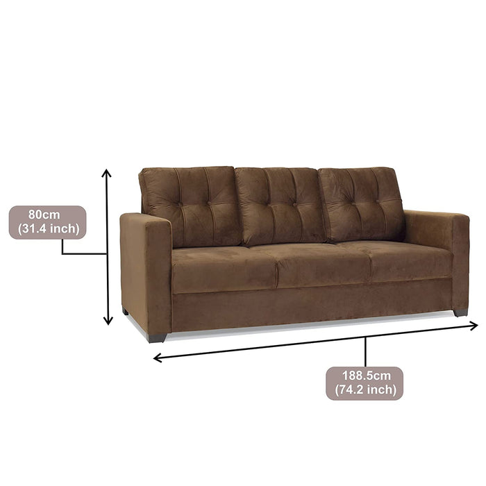 Denise Velvet Fabric 3 Seater Sofa