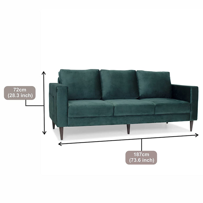 Bernard Velvet Fabric 3 Seater Sofa